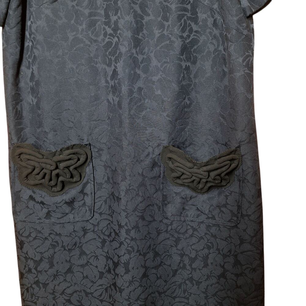 Vera Wang brocade navy blue mini sheath dress with pockets silk blend beaded - Picture 3 of 6